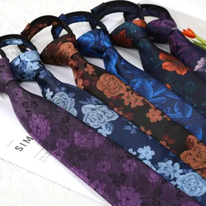 Vintage floral zipper necktie for men and women, 8cm wide fashion business formal wedding neck tie.