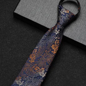 Mannen Vrouwen Zakelijk Casual Rits Stropdas Gestreepte Paisley Patroon Handige Zip Stropdas Formeel Bruiloft Nek