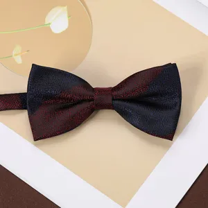 Men's retro jacquard bow tie close-up detail, vintage striped pattern fabric accessory for suit.