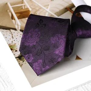 Men Women Retro Floral Pattern Business Wedding Zipper Tie Fashion Jacquard Suit Necktie Formal Apparel Accessory
