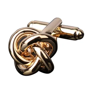 Boutons de manchette en métal doré nœud pour hommes chemise business accessoire luxe