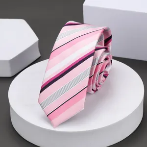 Corbata a rayas rosa 5cm corbata estrecha delgada para hombres mujeres negocios boda formal