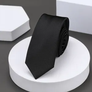 Corbata negra estrecha para hombre y mujer, corbata fina lisa de negocios casual elegante.