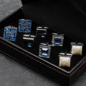 Heren Franse Manchetknoppen Zakelijk Pak Overhemd Legering Strass Kristal Geometrisch Mode Sieraden Accessoires Geschenkverpakking