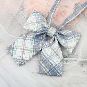 Japanese JK style plaid ribbon bow tie for school uniform blouse shirt accessories blue yellow