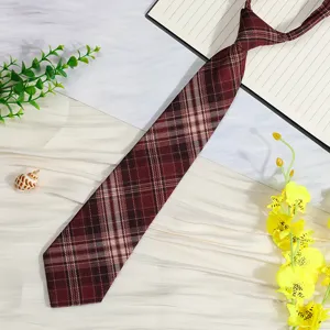 Japanese style plaid necktie ready-made short school uniform bow tie for students daily wear.