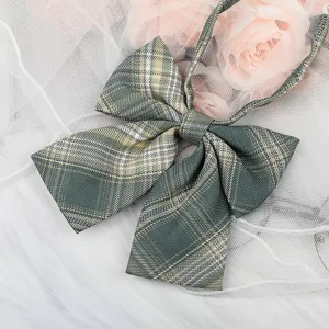 Green plaid JK uniform bow tie collar ribbon shirt accessory for women school style