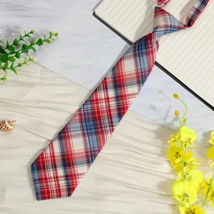 Japanese style plaid pre-tied necktie for student uniform shirt and daily fashion wear