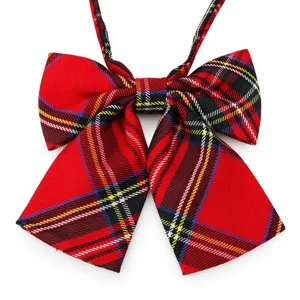 JK Japanese red plaid ribbon bow tie collar accessory for women school uniform shirts