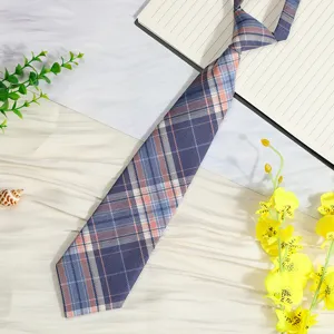 Japanese style JK plaid necktie pre-tied short lazy shirt bow tie for daily student wear