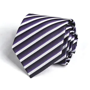 Classic purple and white striped necktie for business professional formal wear detail shot