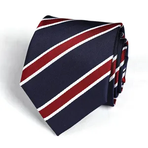 Classic navy blue and red striped necktie for men business formal wear 8cm wide