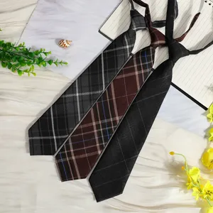 Japanese JK uniform plaid pre-tied lazy tie set for women and men academy style accessories