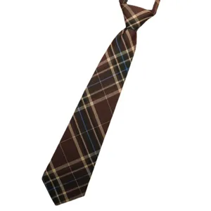 Brown plaid JK necktie pre-tied short fashion school uniform student cute stylish accessory