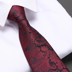 Classic red black paisley tie for men formal business wedding groom zip necktie stylish accessory.