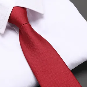 Red men tie formal business wedding solid color zipper necktie professional groom apparel accessory