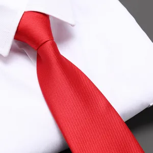 Red men's zipper necktie formal business wedding dress shirt solid color professional tie variant