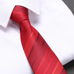 Red zipper necktie for men wedding formal business wear solid pattern easy wear stylish variant