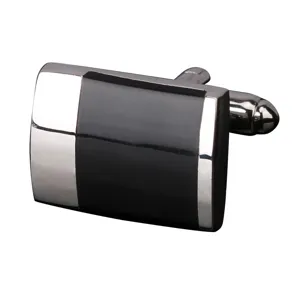 Boutons de manchette rectangulaires classiques pour homme en métal noir, parfaits pour affaires.