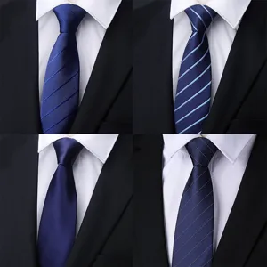 Men blue business formal necktie wedding groom suit tie professional work wear stylish accessory