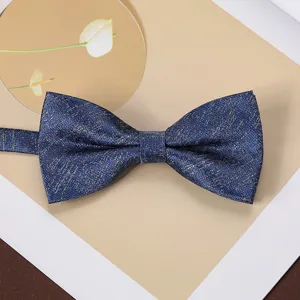 Elegant men's blue jacquard bow tie, perfect for formal business suits, weddings, and parties.