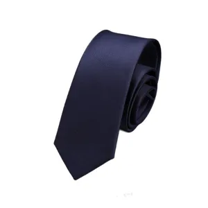 Corbata estrecha azul marino lisa para hombre y mujer, elegante para negocios y bodas.
