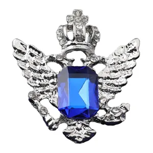 Vintage corona reale aquila bicipite cristallo blu strass spilla uomo collare clip cravatta