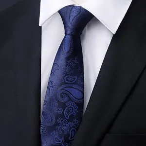 Men's blue business formal necktie wedding groom work zipper pre-tied tie detail display view