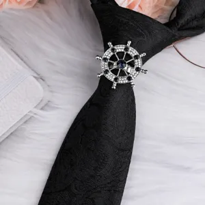 Anello cravatta strass timone uomo clip colletto vintage accessorio camicia business