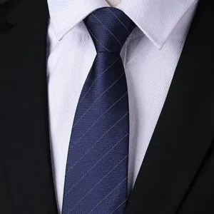 Men's blue business formal necktie striped design professional work suit tie accessory style