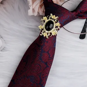 Anello per cravatta barocco vintage da uomo con gemma nera e strass per camicie.