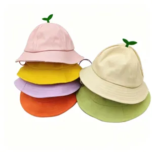 Simpatico Cappello da Pescatore per Bambini con Germoglio di Foglia Protezione Solare in Cotone per Bimbi Ragazzi Ragazze