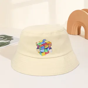 Stylish printed bucket hat for adults, cute graphic design, sun protection outdoor cap.