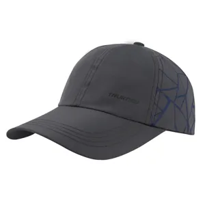 Quick-drying lightweight baseball cap detail showing breathable fabric and geometric side panel.