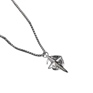 Collier Pendentif Étoile Croix Lune en Acier Inoxydable pour Homme Strass Style Gothique