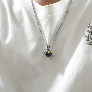 Retro cubic pendant necklace for men hip hop style gold plated chain fashion jewelry items