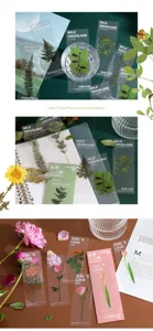 Transparent PET plant bookmarks aesthetic literary style reading book markers for students