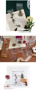 Transparent botanical PET bookmarks aesthetic plant sticker set for journaling and reading