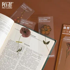 Transparent PET botanical bookmark set for journaling, reading, and stationery lovers.