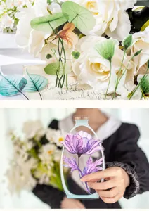 Detailansicht botanischer PET-Aufkleber mit transparenten Blumenmotiven für Tagebücher.