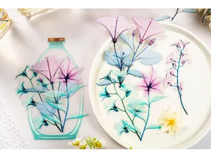 Life Flower PET Stickerpack, frische Blumen botanische Deko Sticker fuer Tagebuch Details.