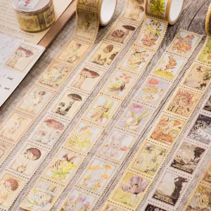 Vintage Briefmarken Washi Tape Rollen mit Goldfolie für Tagebuch und Basteln art.