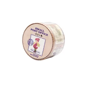 Vintage Briefmarken Washi Tape Rolle mit Goldfolie, perfekt für Tagebuchdekoration.