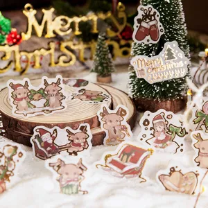 Pack autocollants Washi Noël mignon cerf dessin animé père Noël journal DIY déco