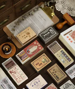 Vintage retro sticker doos set voor journal DIY ambacht decoratie materiaal detail