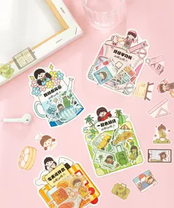 Yuxian Washi Sticker Pack süße Cartoon Journal DIY dekorative Aufkleber Detailansicht.