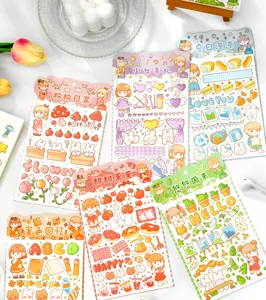 Bonito conjunto de pegatinas de planificador de dibujos animados, pegatinas decorativas DIY.