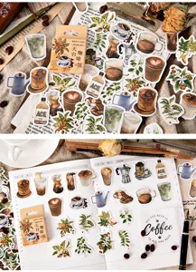 Coffee cafe theme decorative sticker set for journaling, scrapbooking, and DIY craft projects.
