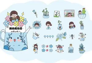 Yuxian Washi Sticker Set, süße Schweinchen-Mädchen Serie, handgezeichnete DIY Journaling Sticker.