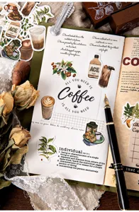 Coffee theme decorative stickers, perfect for journal DIY, scrapbooking and planner art.